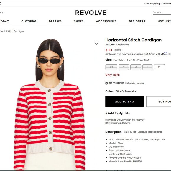 NWOTRed + Off-White Striped Long Sleeve Cardigan Sweater Gold Buttons Heavy Knit - Picture 2 of 6